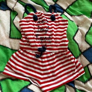 Mayoral Red and White Striped Girls Romper